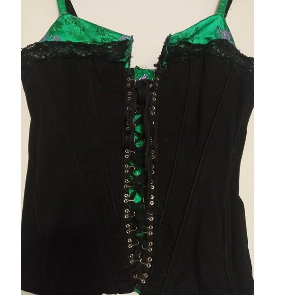 Vintage Tripp NYC Green Floral Brocade Corset - Goth - Picture 1 of 5